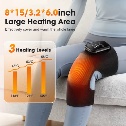 1Pcs/2Pcs Heated Knee Massager, Thermal Knee Support Wrap, 3 Level Adjustable Vibration Heating Pad ,Knee Relaxation Leg Warmer