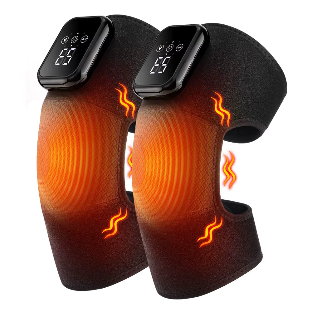 1Pcs/2Pcs Heated Knee Massager, Thermal Knee Support Wrap, 3 Level Adjustable Vibration Heating Pad ,Knee Relaxation Leg Warmer