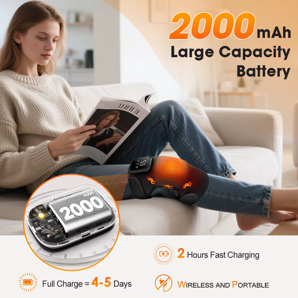 1Pcs/2Pcs Heated Knee Massager, Thermal Knee Support Wrap, 3 Level Adjustable Vibration Heating Pad ,Knee Relaxation Leg Warmer