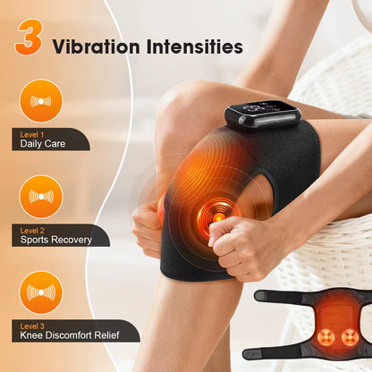 1Pcs/2Pcs Heated Knee Massager, Thermal Knee Support Wrap, 3 Level Adjustable Vibration Heating Pad ,Knee Relaxation Leg Warmer